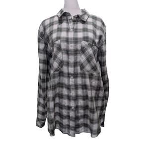 Sanctuary Green Plaid Boyfriend Shirt Button Up XL